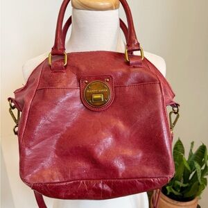 Elliott Lucca Red Leather Satchel Crossbody Bag Soft Leather
